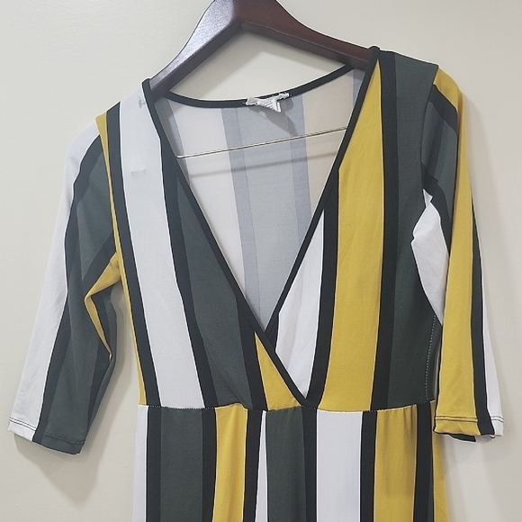 Capella Green and Yellow Striped Jumpsuit with Wide-Leg Silhouette - Picture 3 of 13